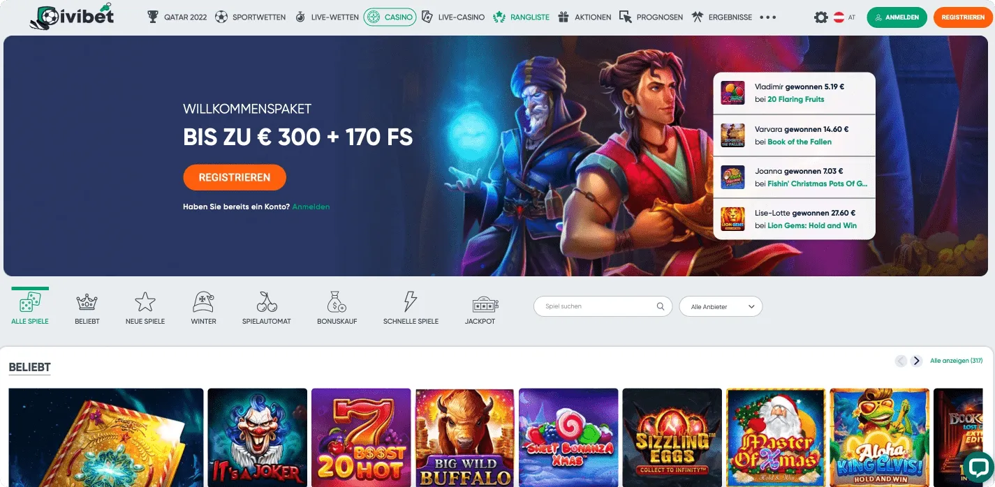 iviBet Casino Lobby