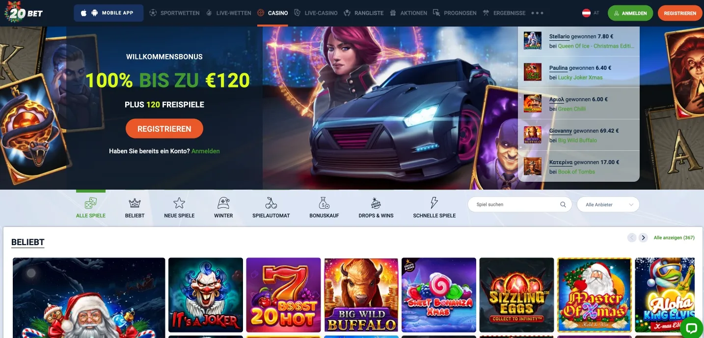 20Bet Casino 20 FS
