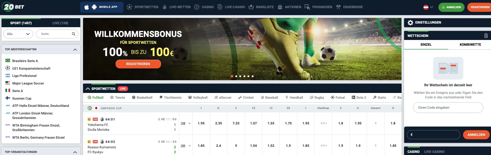20Bet Sportwetten