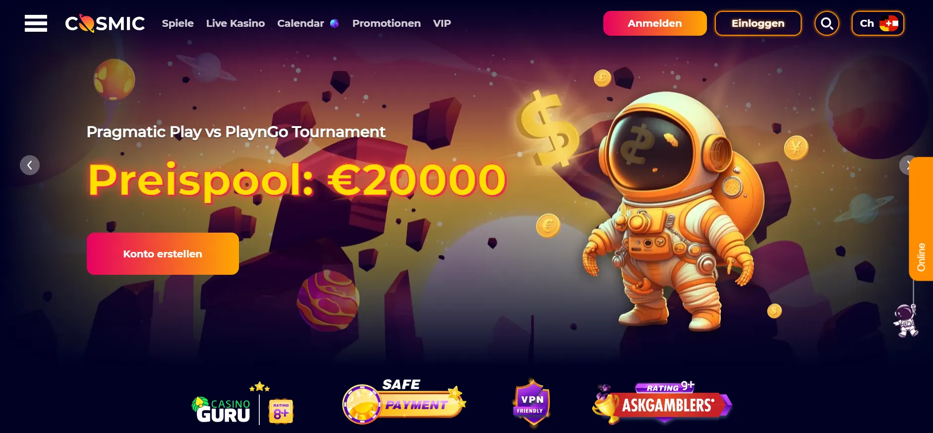 Cosmicslot Casino-Hauptseite Cosmicslot Casino Hauptseite