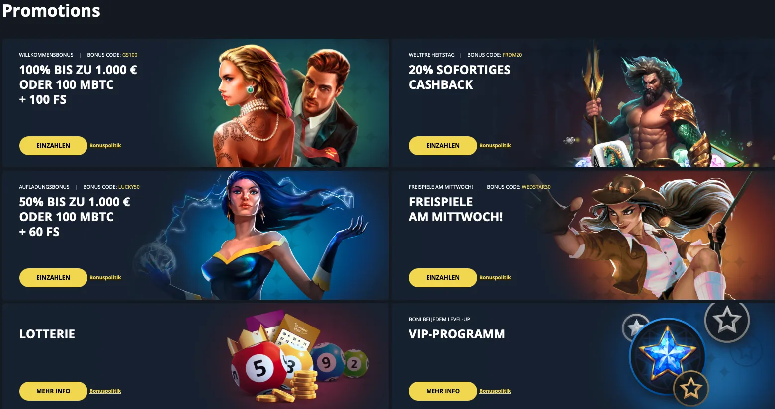 Aktionen im Golden Star Casino