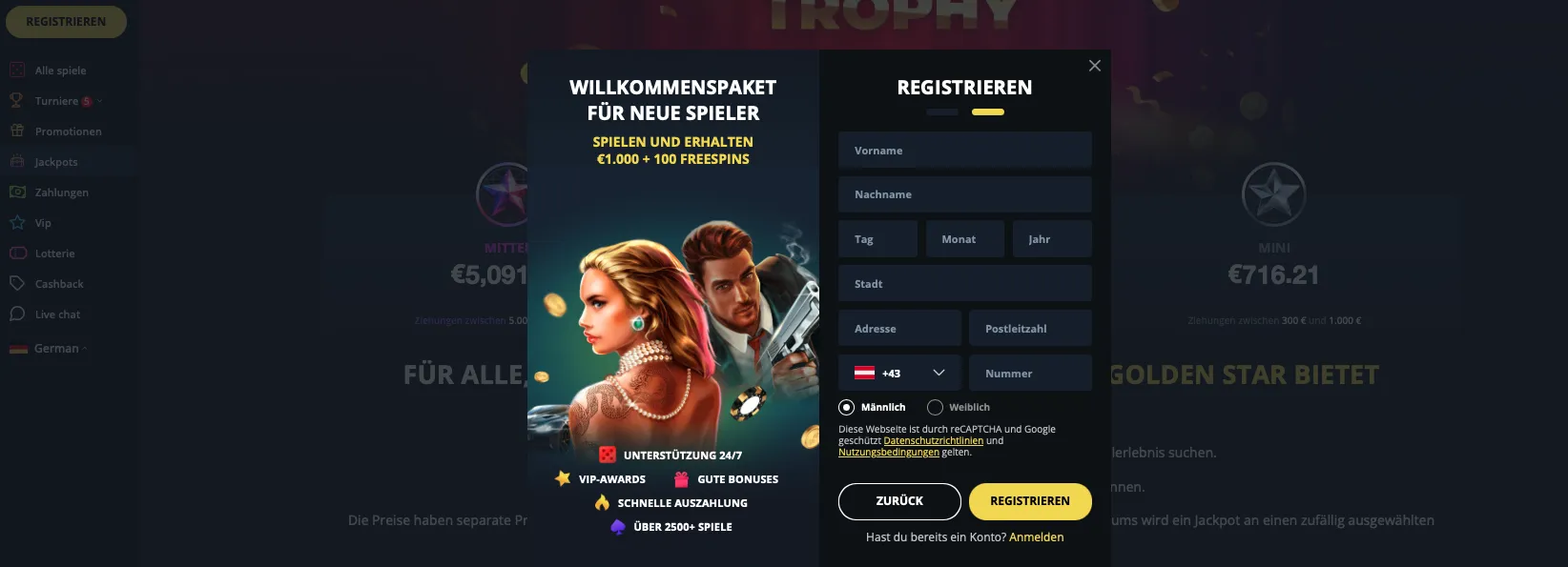 Golden Star Willkommen
