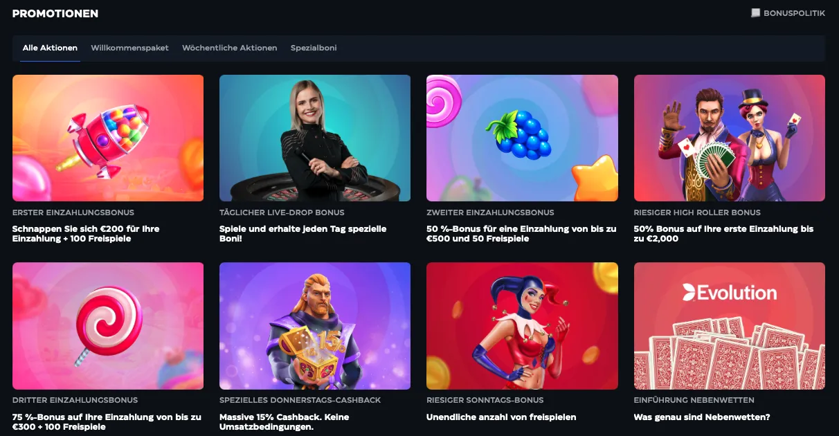 Aktionen und Promotionen im Gioo Casino.