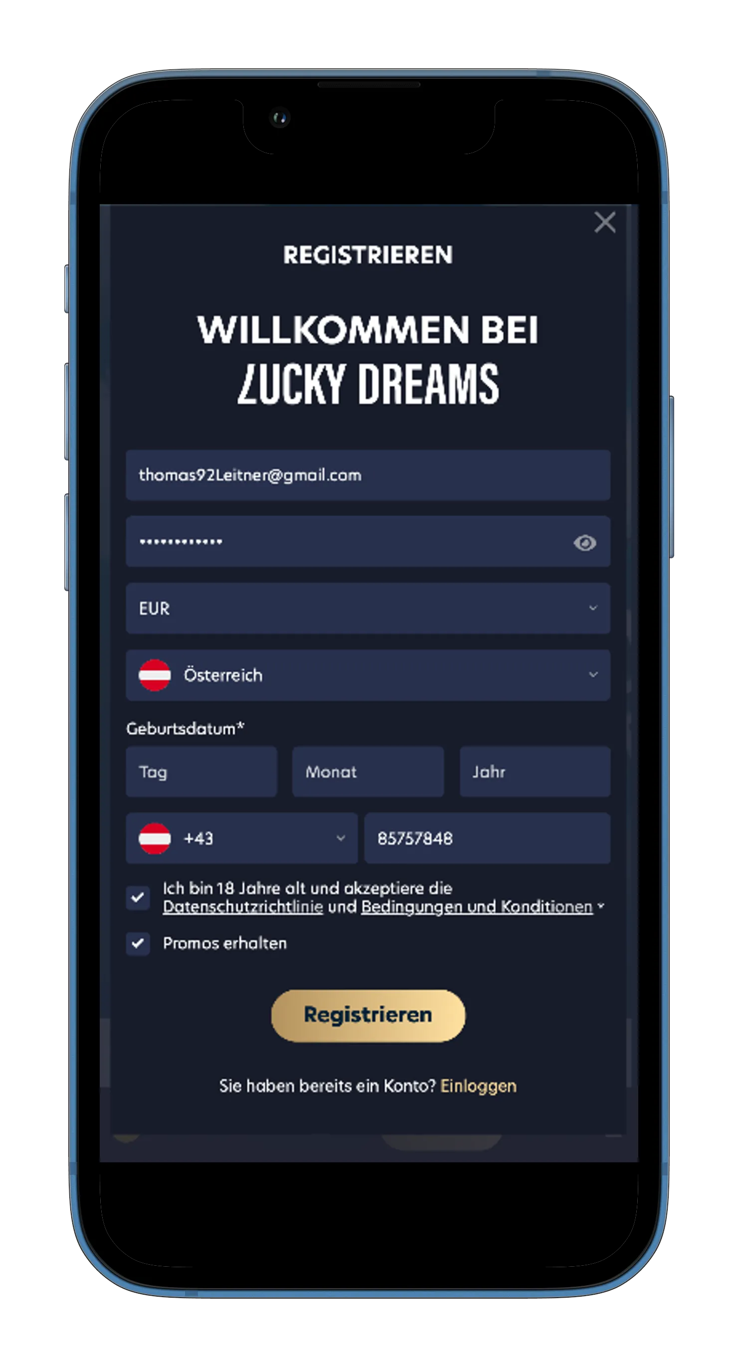 Lucky Dreams Registrierung Fertig