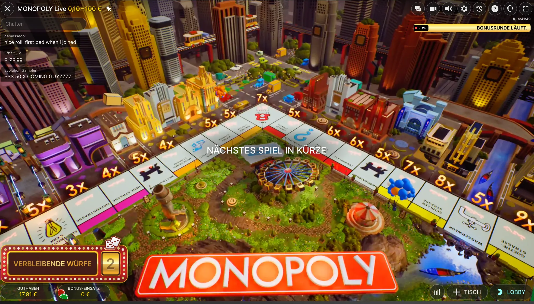 Monopoly Live-Bonusspiel