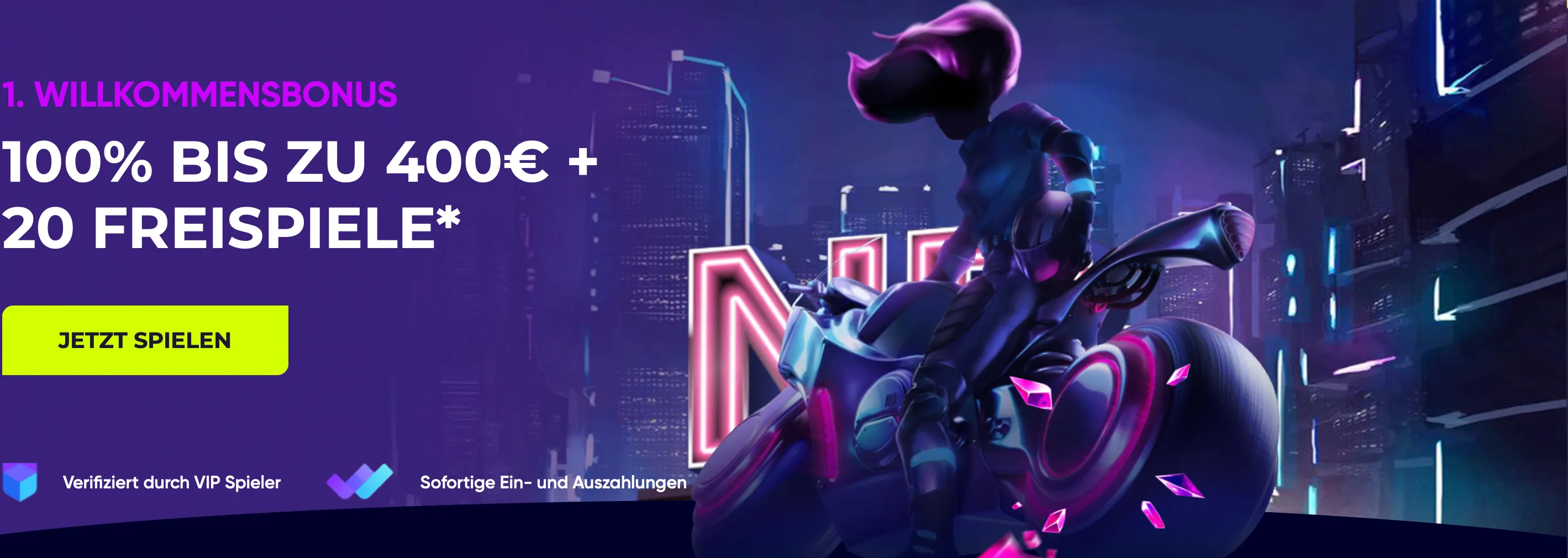 Night-rush-casino-startseite.png Zahlungen vorzunehmen, egal ob an Spielautomaten oder im Live Casino. Die Zahlungen werden zügig abgewickelt und auch die Auszahlungen dauern nicht lange. Neue Spieler können sich im Night Rush Casino freuen über
