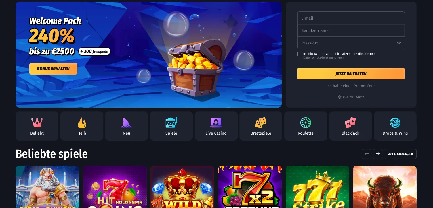 Hier ist die Bewertung des Winshark Casinos durch das Team von hellspin-online24.com.