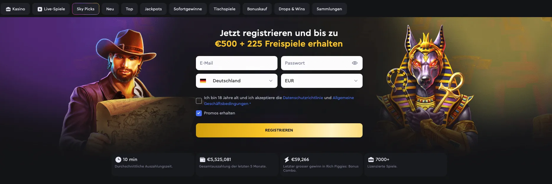 Das Skycrown Casino wurde 2022 gegründet und überzeugt Spieler mit einer beeindruckenden Auswahl von über 4.000  <strong>Spielen</strong> , einschließlich einer riesigen Sektion mit Live Dealer Spielen. Zudem waren wir vom  <strong>Live Casino</strong>  Bonus, der speziell auf Live Casino Spiele abzielt, begeistert.