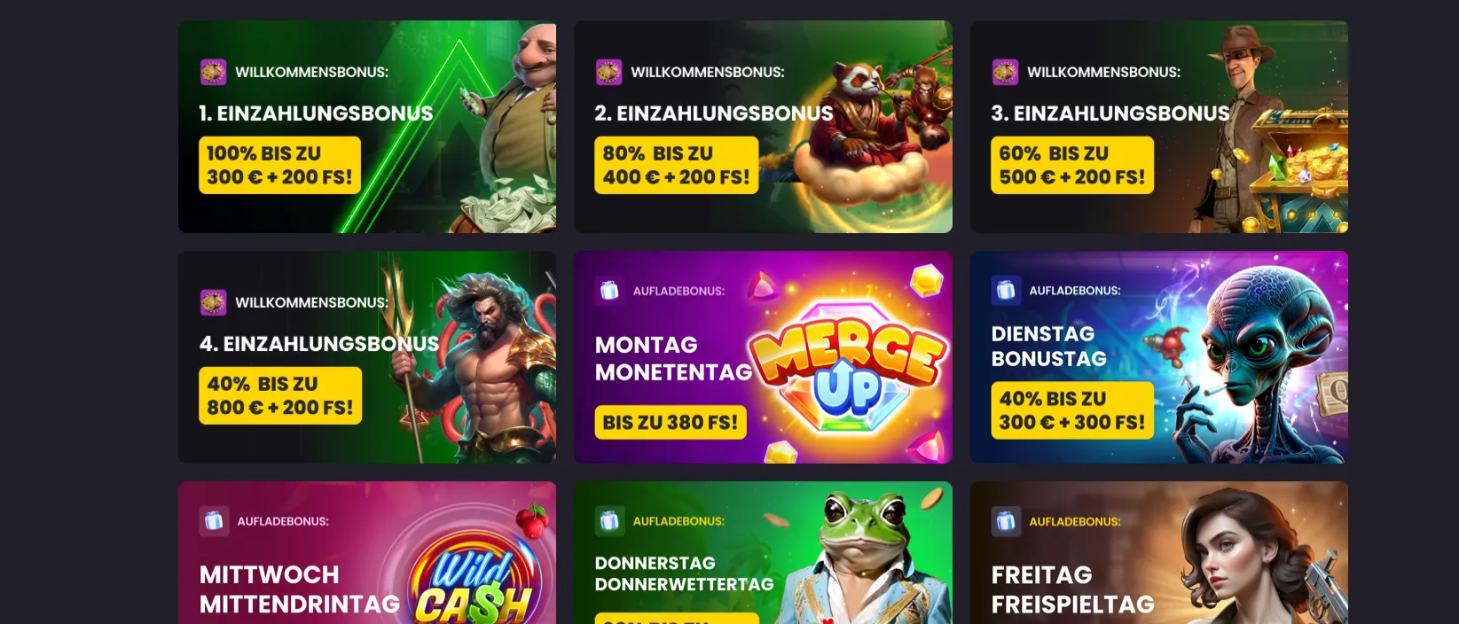 Die Bonusdetails können Sie der Tabelle entnehmen: