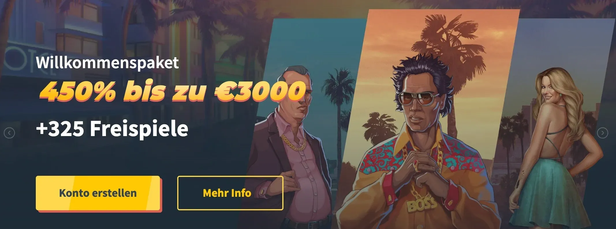 Zunächst gibt es das Willkommenspaket, das für die ersten vier Einzahlungen gilt. Du kannst für deine erste Einzahlung einen High Roller Willkommensbonus anstelle des herkömmlichen Einzahlungsbonus wählen.
