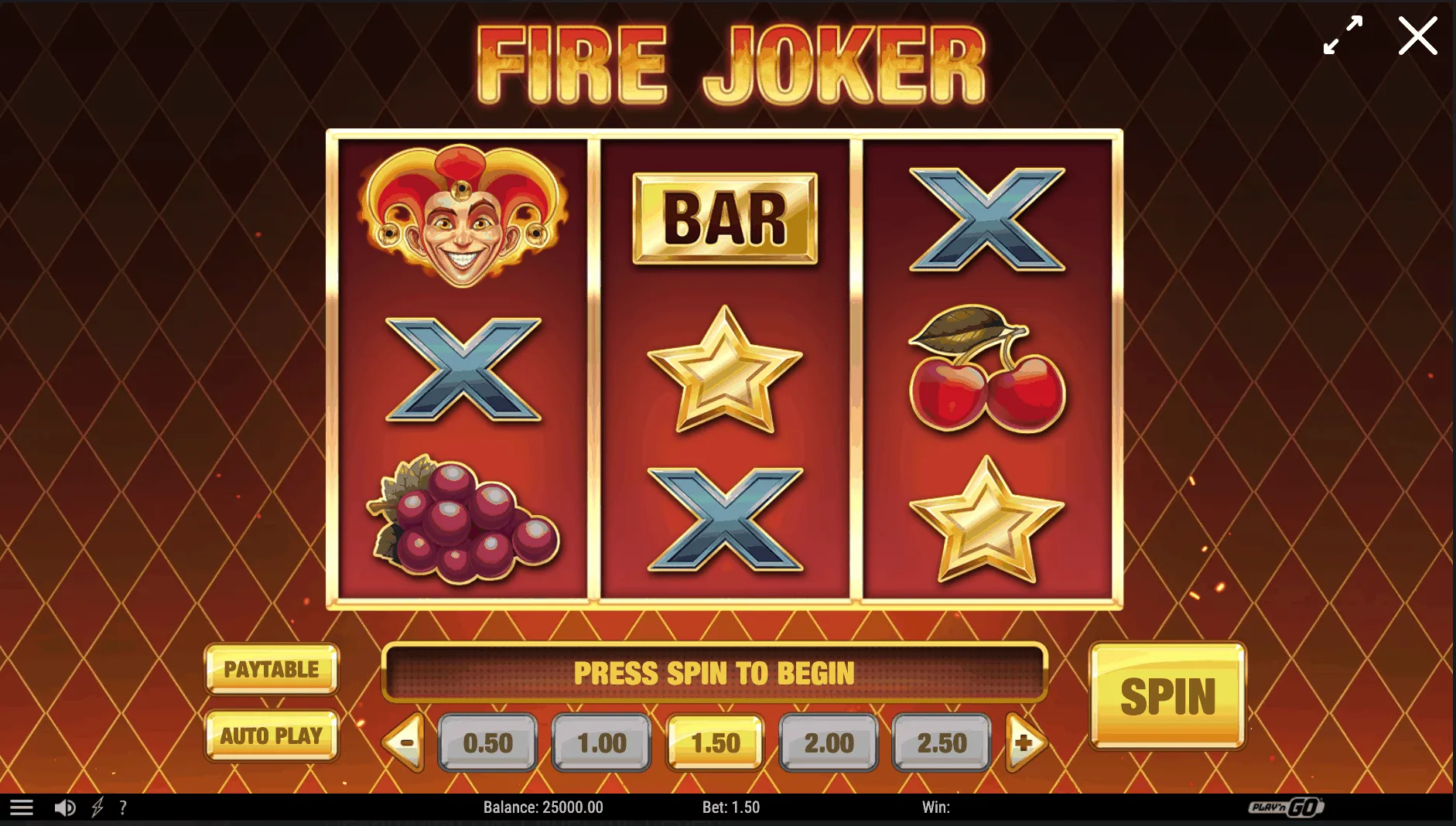 Der Fire Joker ist einer der Frucht-Slots, der Fire-Joker-entwickelt-von-playngo-schnittstellenuebersicht.