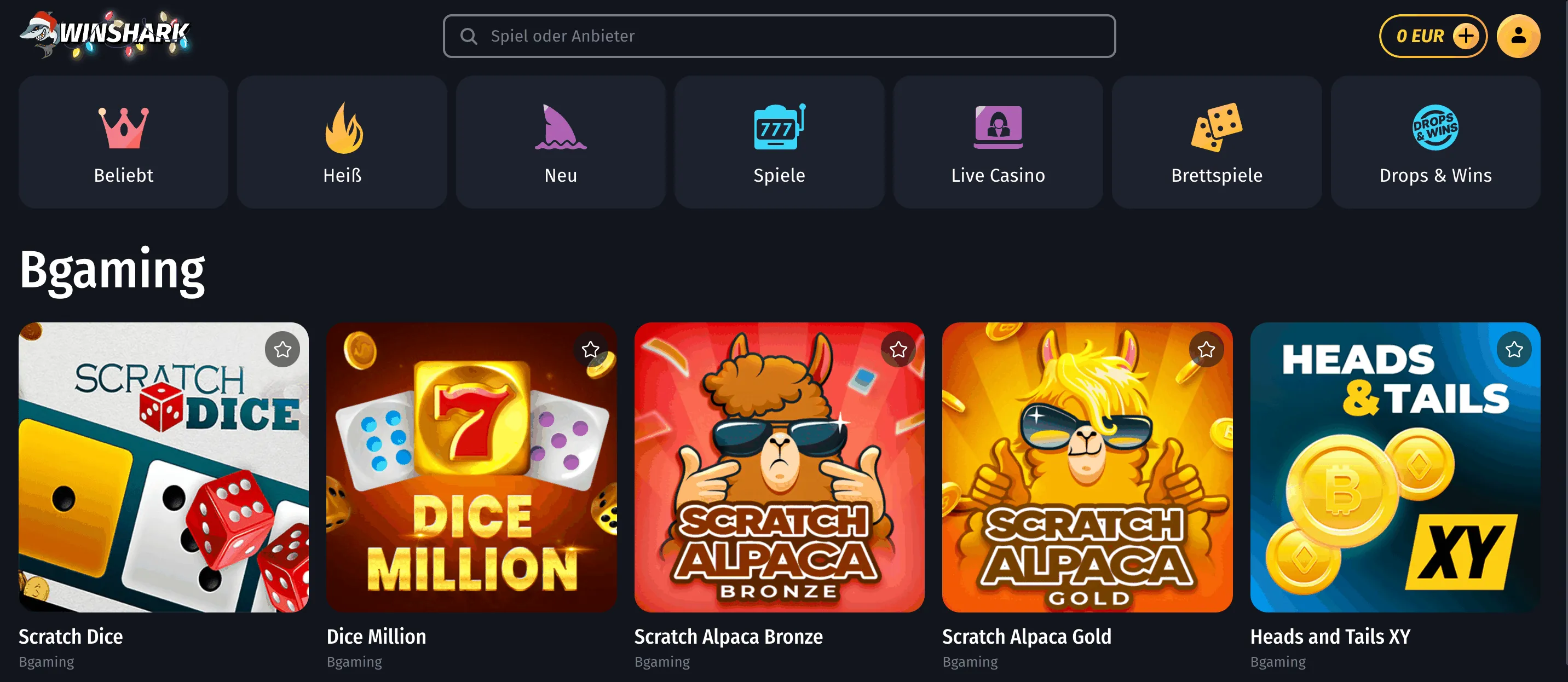 BGaming Titel im Winshark Online-Casino