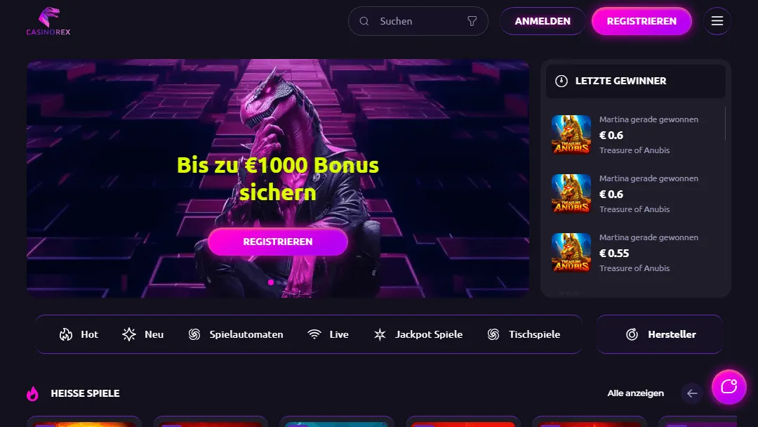 Banner für den Casino Rex Willkommensbonus