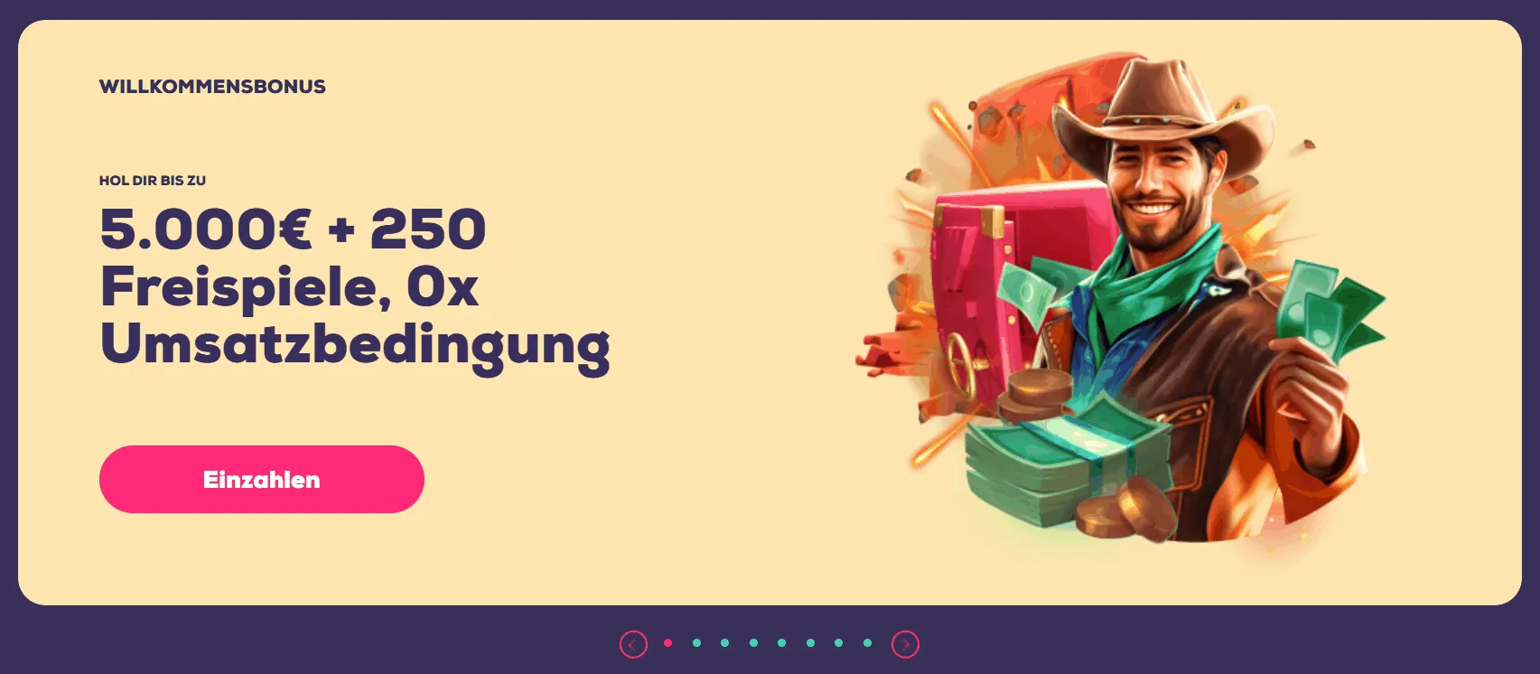 Willkommensbonus-Anzeige im Wild Fortune Casino